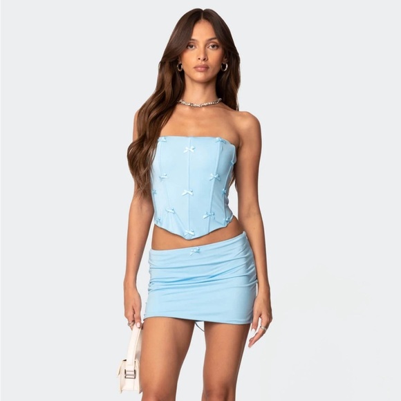 Light Blue edikted Lucinda bow detail corset size large - Picture 3 of 11